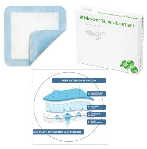 Molnlycke 610000 SuperAbsorbent Wound Dressing Box of 10