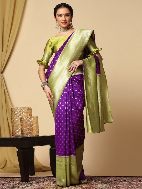 Satrani Ethnic Motifs Woven Design Jacquard Zari Saree