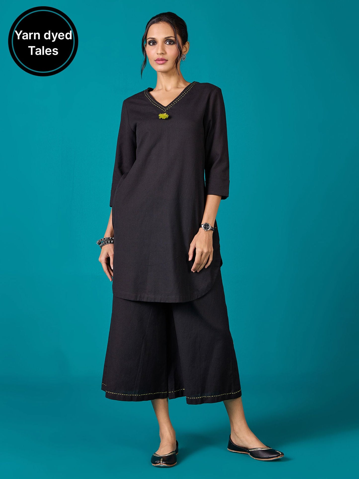 Likha Black Polka Cotton Flex Co-ord Set LIKSKD225 (Set of 2) - M