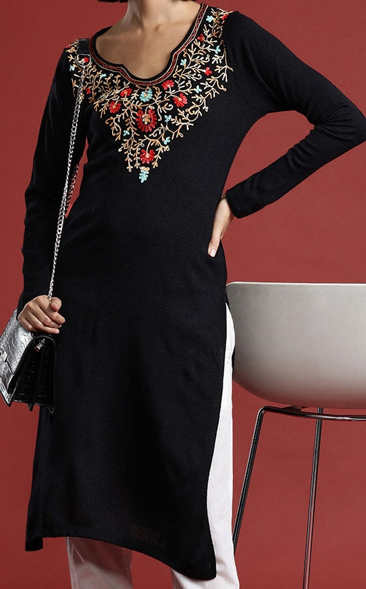 All about you Floral Yoke Design Acrylic Winter Kurta