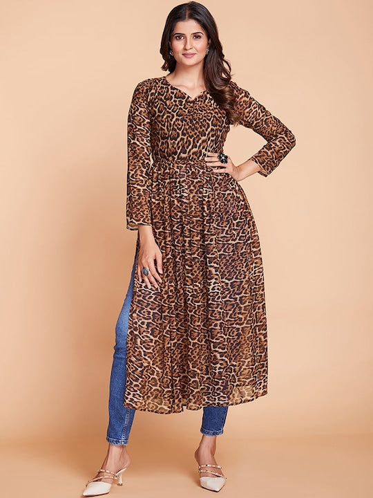 Fusionic Animal Printed A-Line Kurta