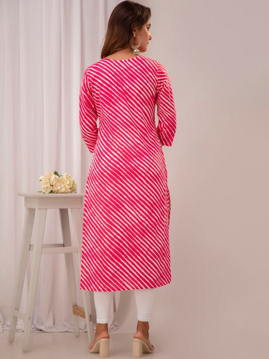 Readiprint Fashions Leheriya Printed Cotton Straight Kurta