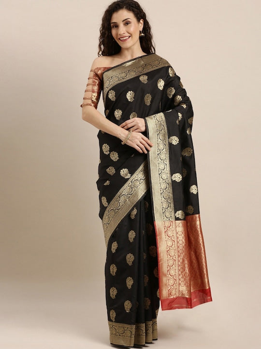 Mitera Woven Design Zari Silk Blend Kanjeevaram Saree