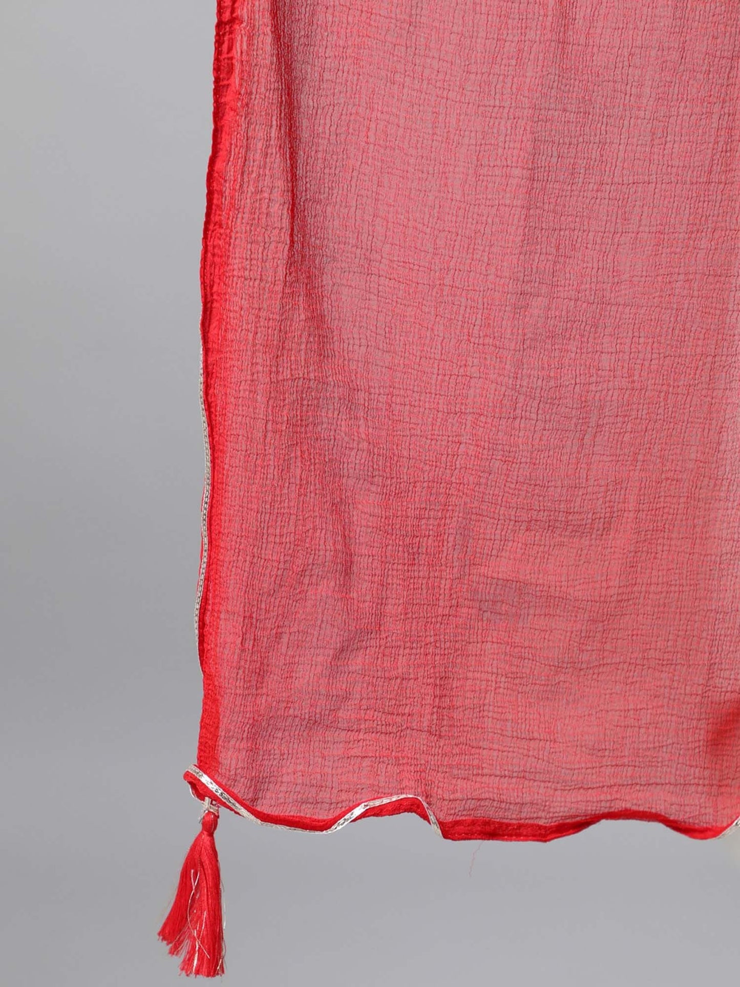 ISHIN Multicolor Bandhani Zari Embroidered A-Line Kurta Palazzo Dupatta (Set of 3)