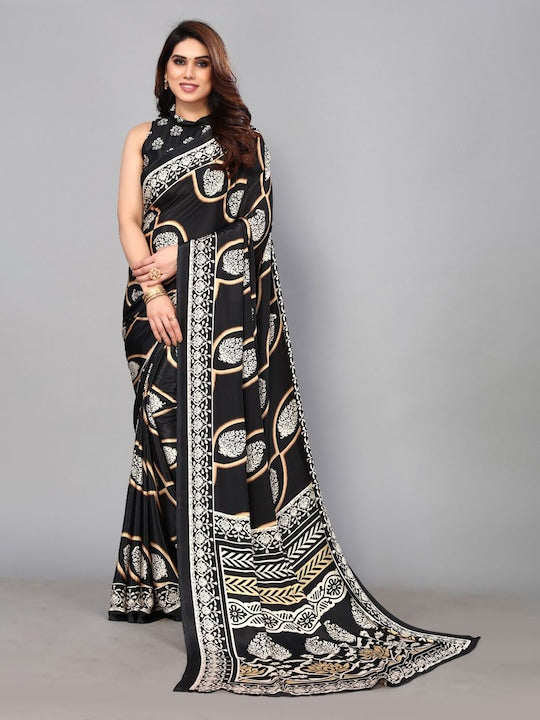 Fabmora Floral Pure Crepe Saree