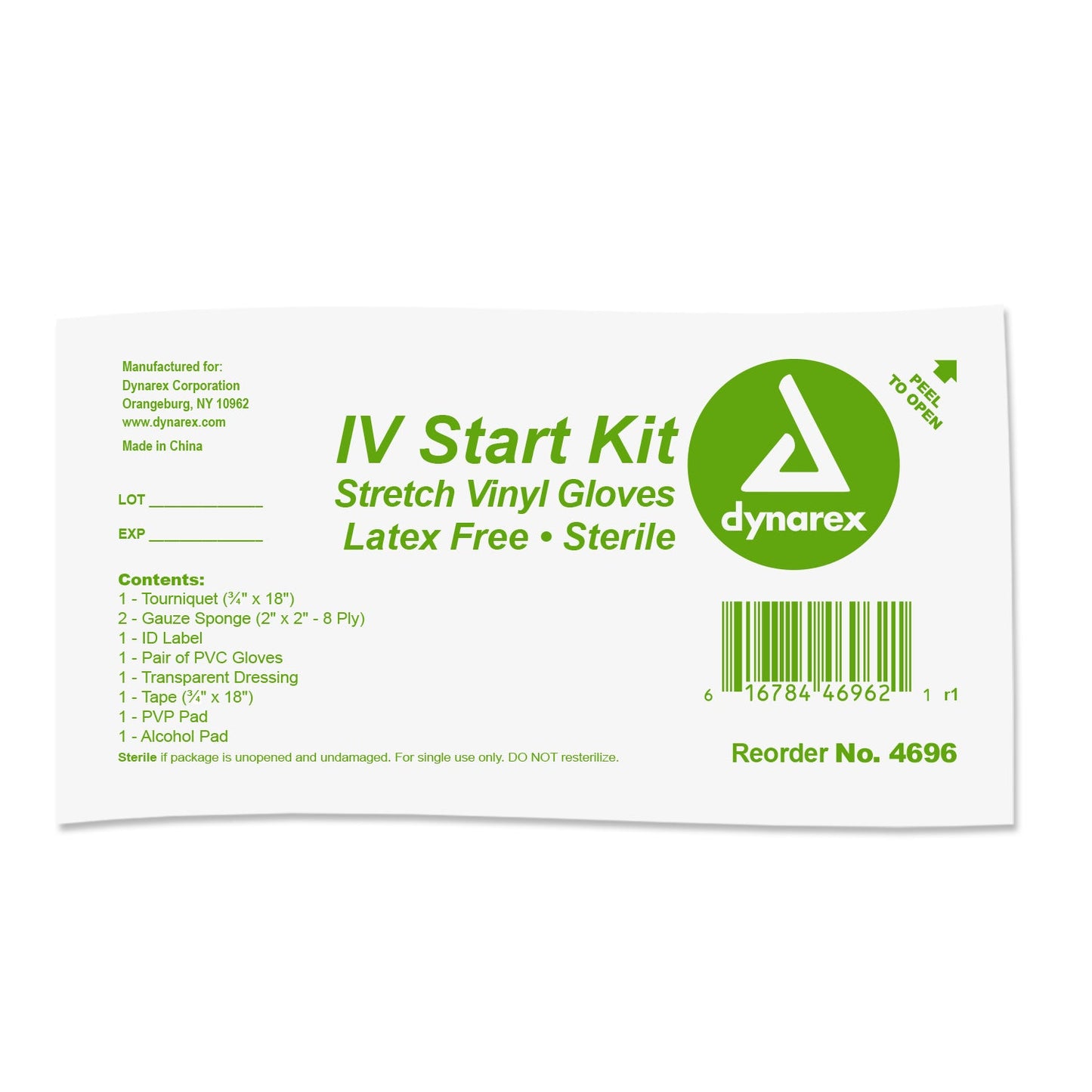 Dynarex 4696 IV Start Kit, Case of 50