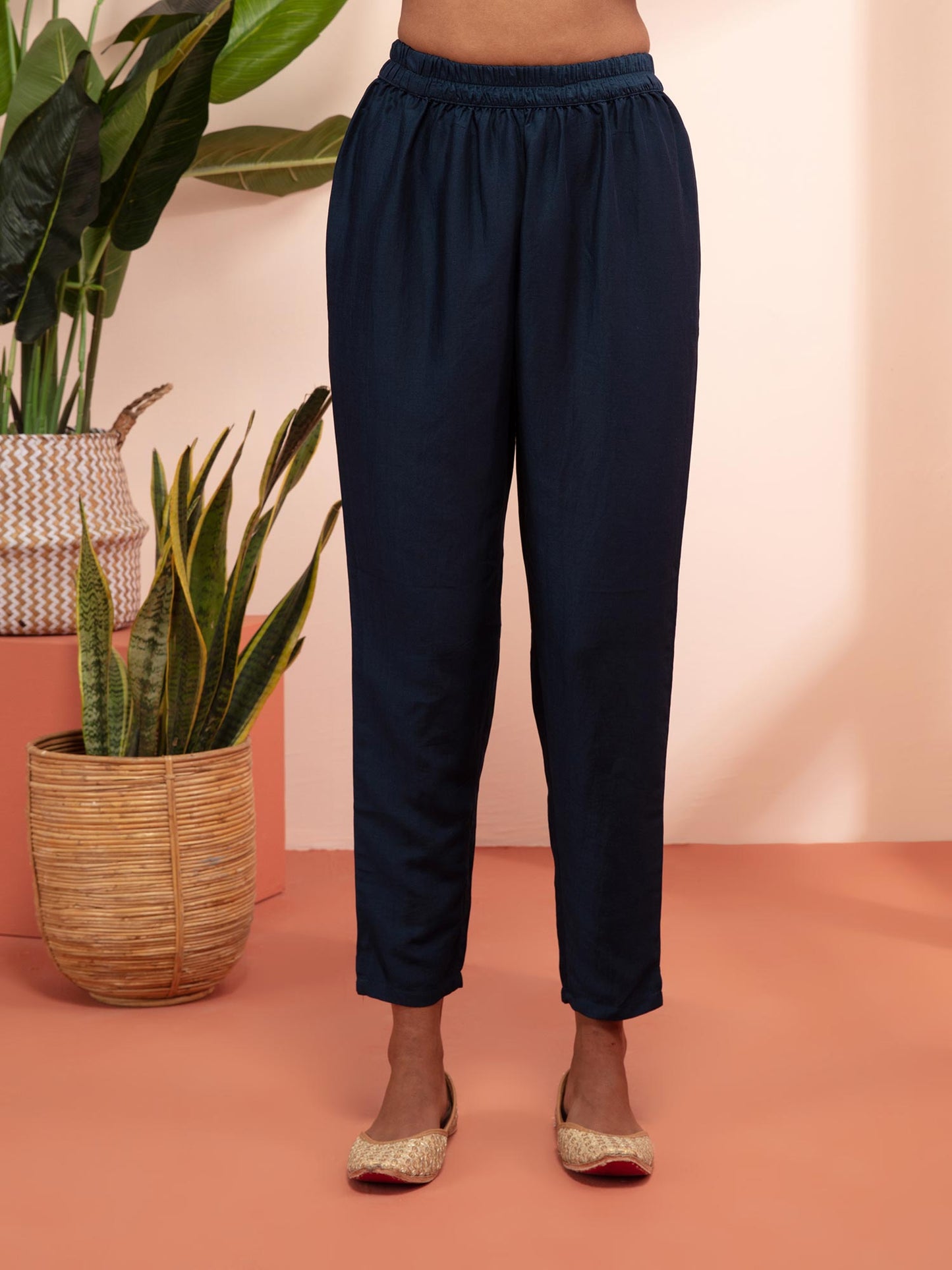 Likha Shaan-E-Avadh Navy Hand Embroidered Kurta, Pant & Dupatta LIKSKD130 (Set of 3) - M