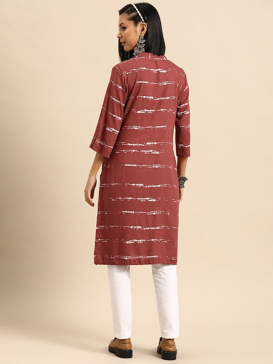 Sangria Women Ethnic Motifs Printed Straight Kurta with Pocket