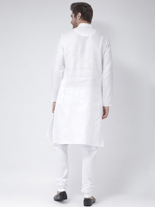 Deyann Men White Solid Straight Kurta