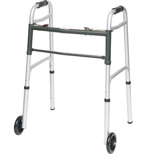 ProBasics Two Button Release Aluminum Folding Walker with 5" Wheels