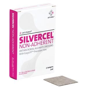 Silvercel Non Adherent Antimicrobial Alginate Dressing: 10 Count, 2" x 2"