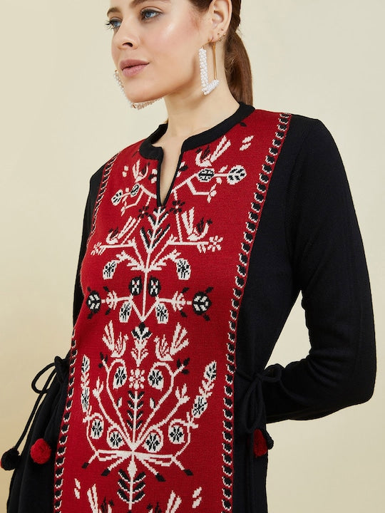 Soch Band Collar Ethnic Motifs Printed Acrylic Kurta