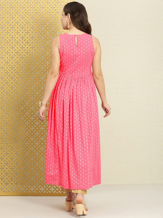 House of Pataudi Woven Design Embroidered Zari Work Anarkali Jashn Kurta