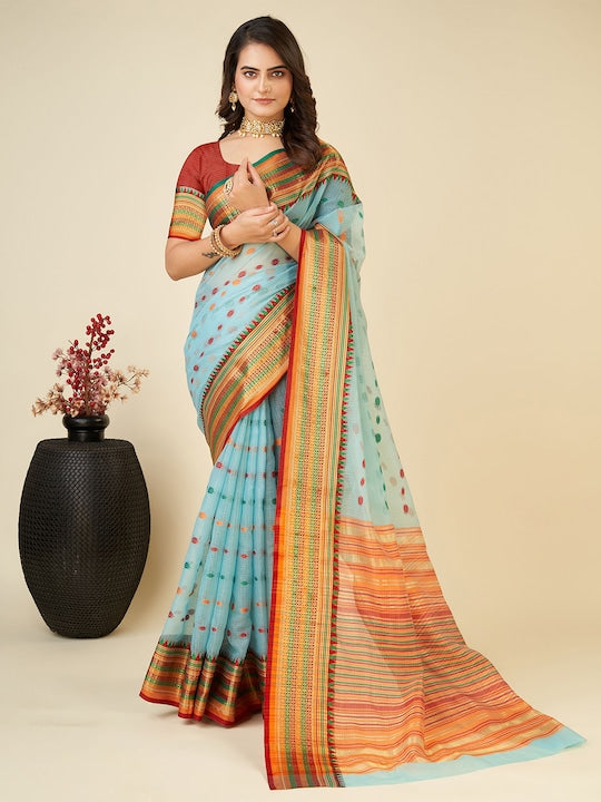 Anjaneya Sarees Ethnic Motifs Woven Design Zari Chanderi Saree
