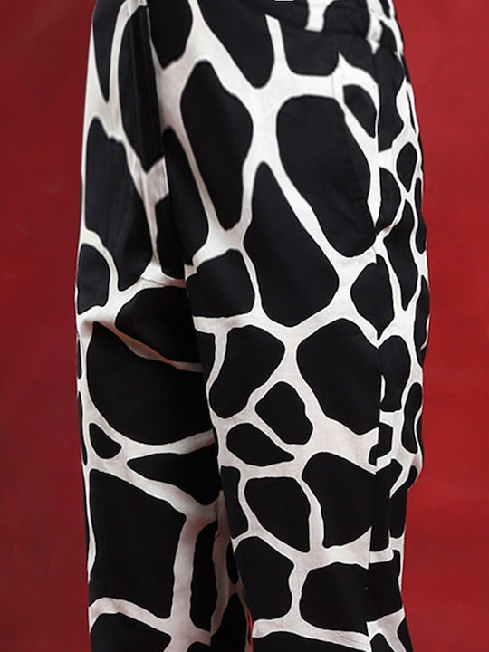 AKS Animal Printed Cotton Blazer and Trousers