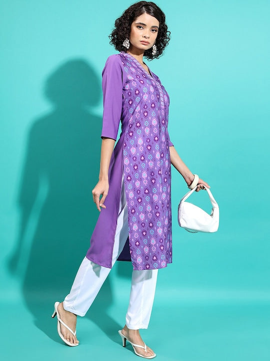 Vishudh Embroidered Flared Sleeves Thread Work Kurta