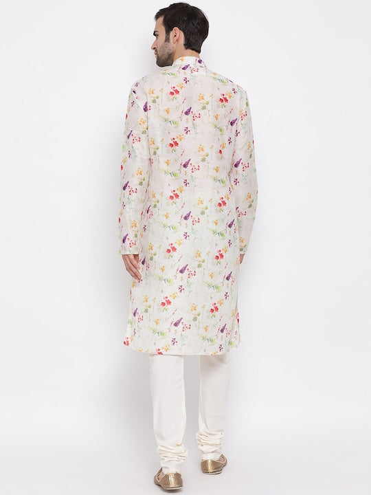 Vastramay Men Floral Printed Gotta Patti Kurta with Churidar