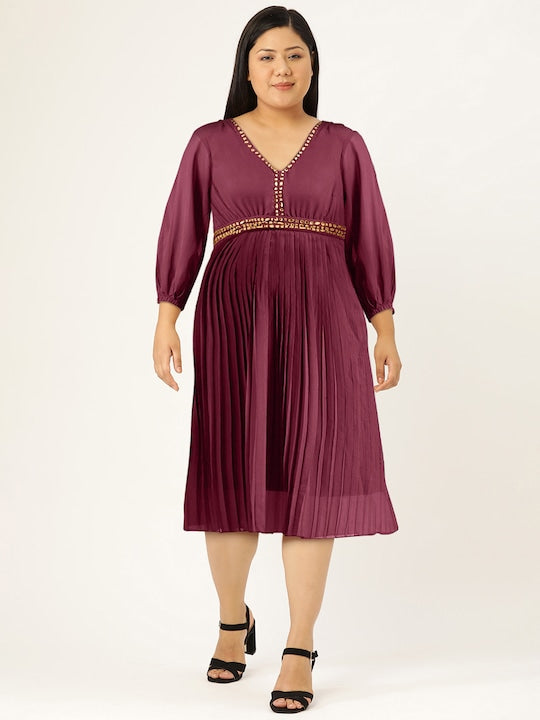 All about you Accordion Pleated Sequinned A-Line Midi Dress