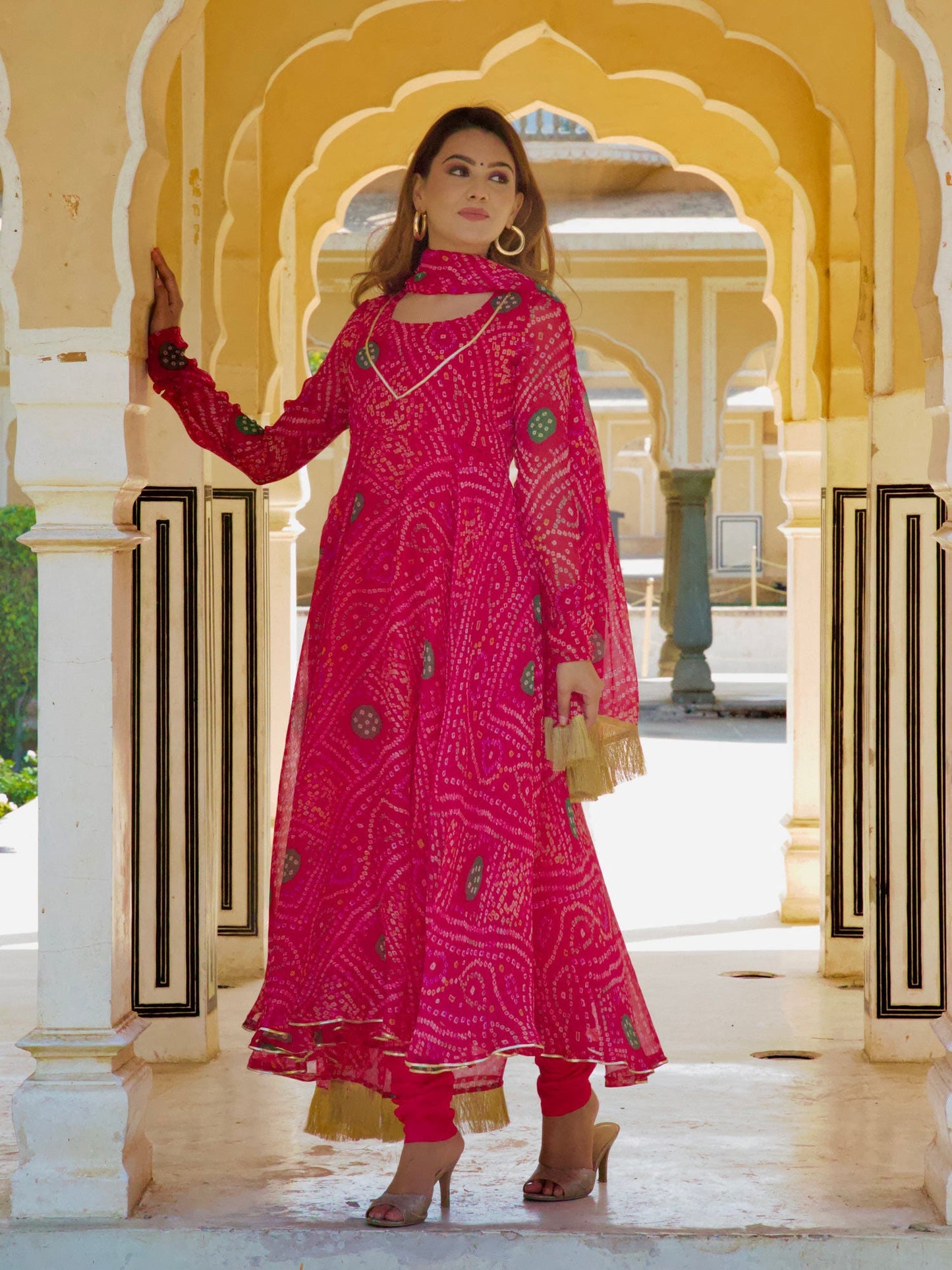 ONEWE INDIA Gulmani Bandhani Set (Set of 3)