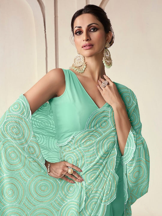 Fusionic Ethnic Motifs Sequinned Saree