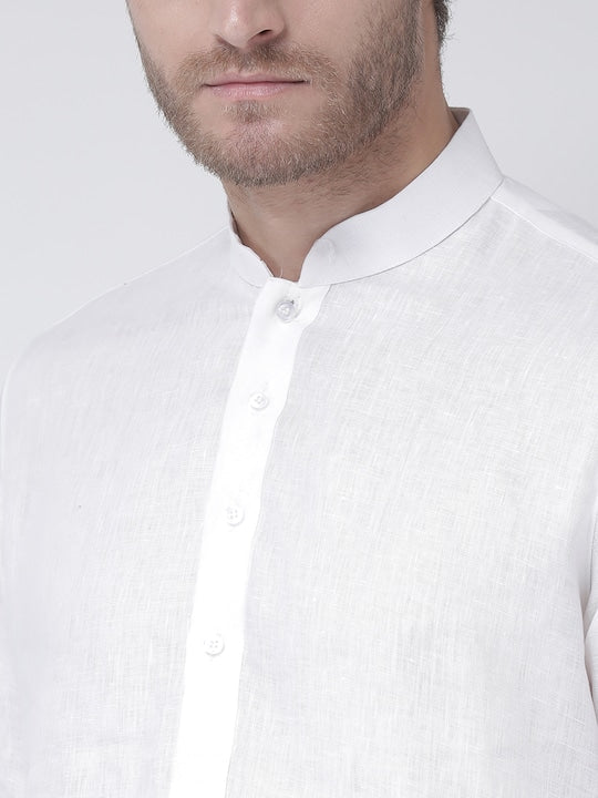 Deyann Men White Solid Straight Kurta
