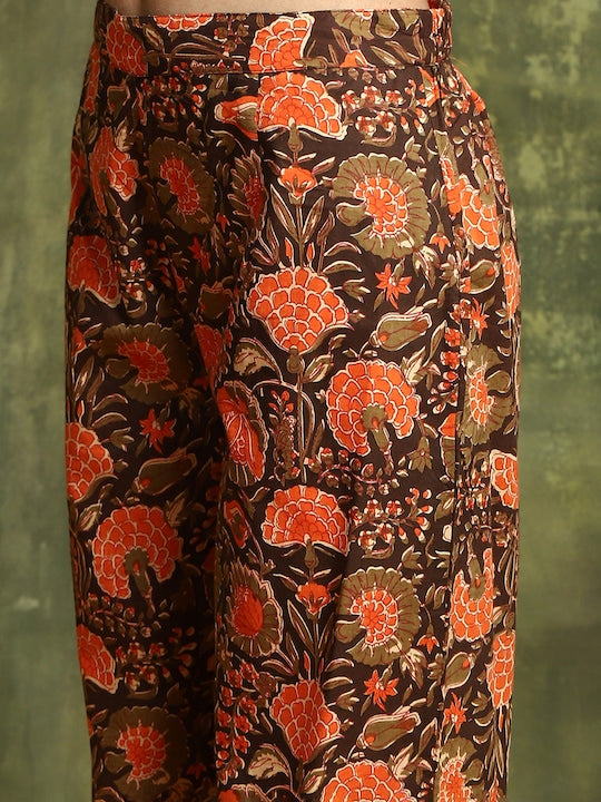 AKS Couture Floral Printed Pure Cotton Kurta with Palazzos