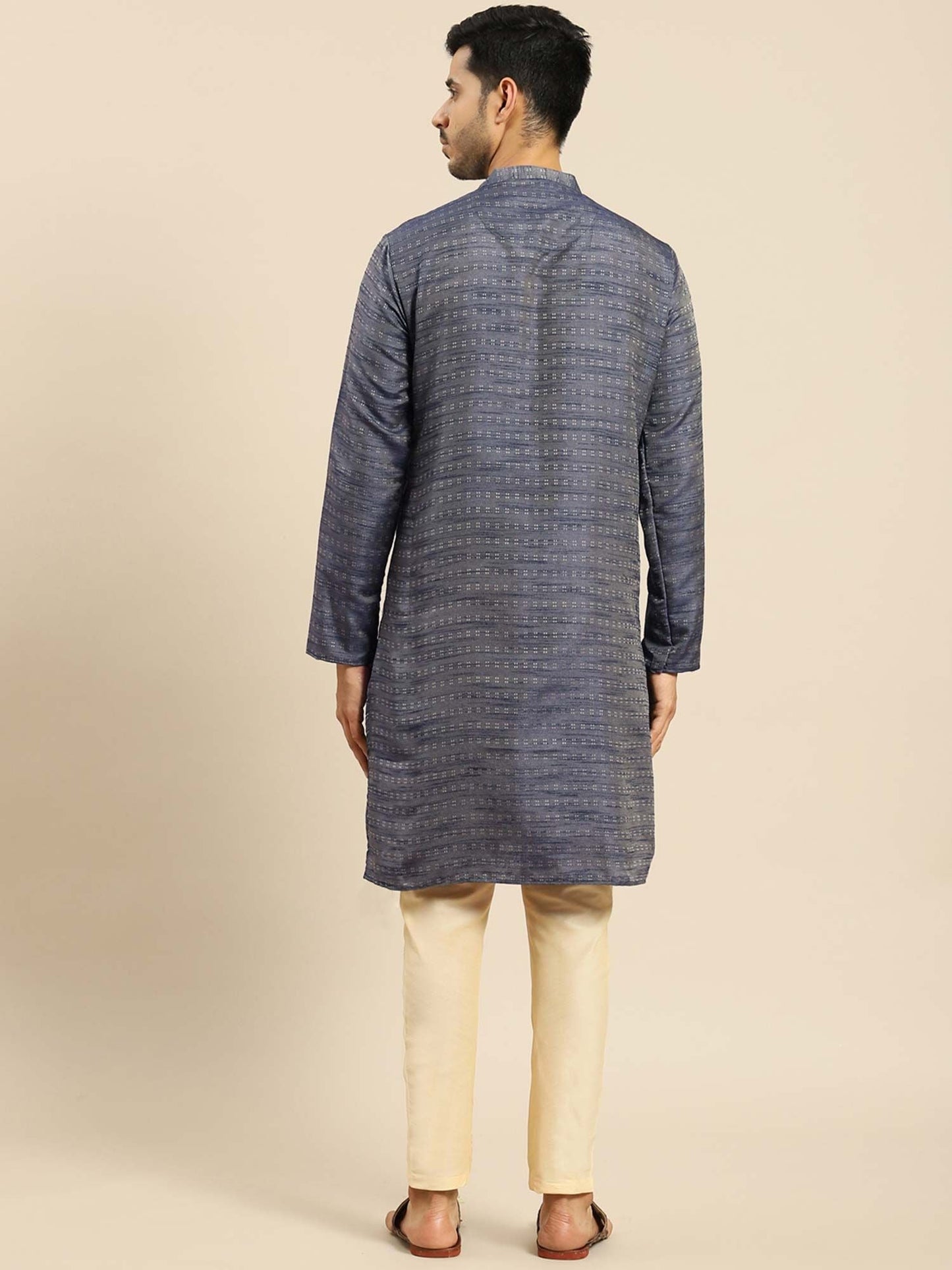 Amodh by Kisah Men Blue Kurta (Set of 2)