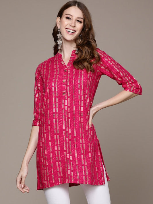 Anubhutee Pink Geometric Printed Kurti