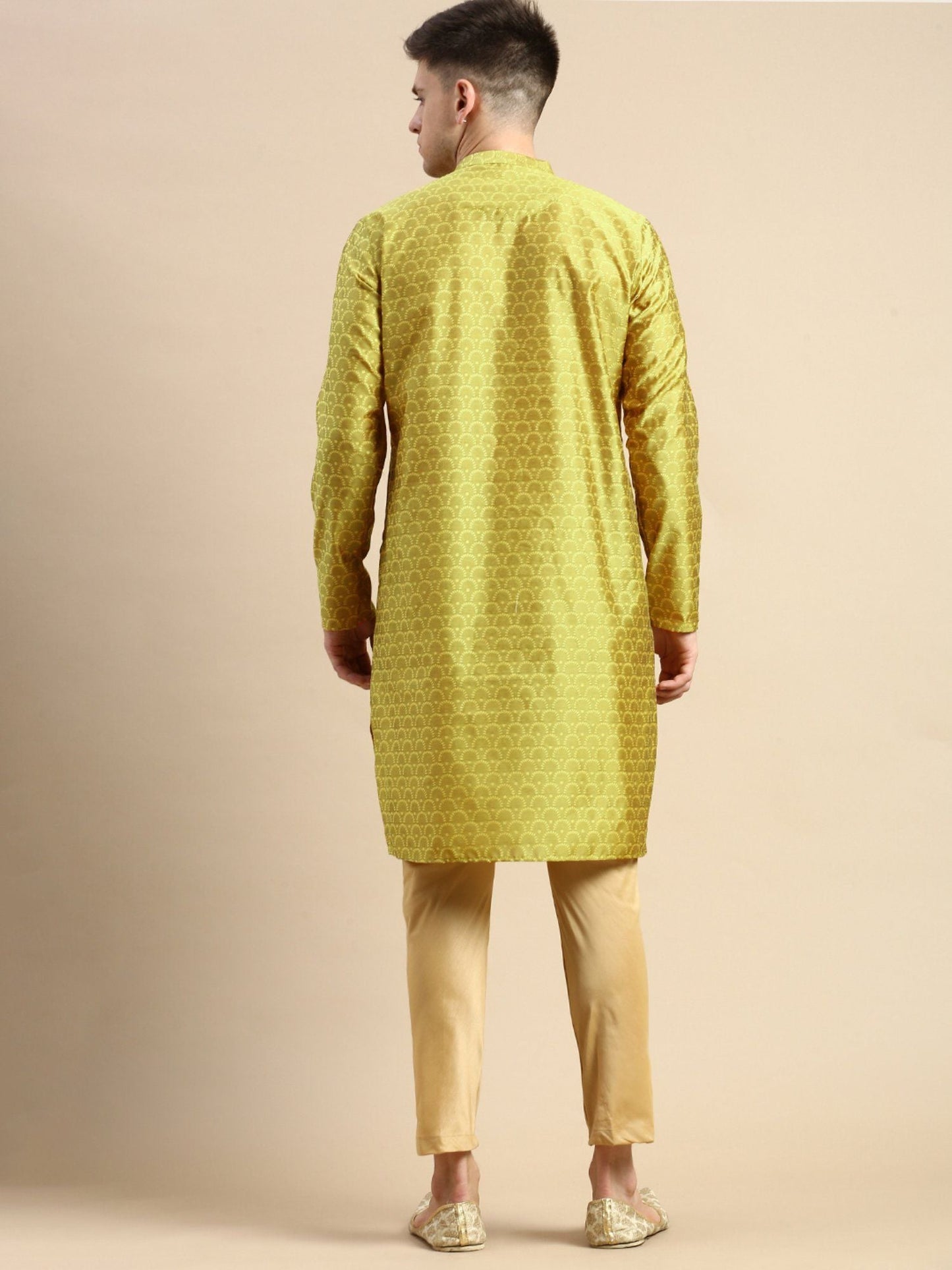 Amodh by Kisah Mens Golden Kurta Trousers (Set of 2)