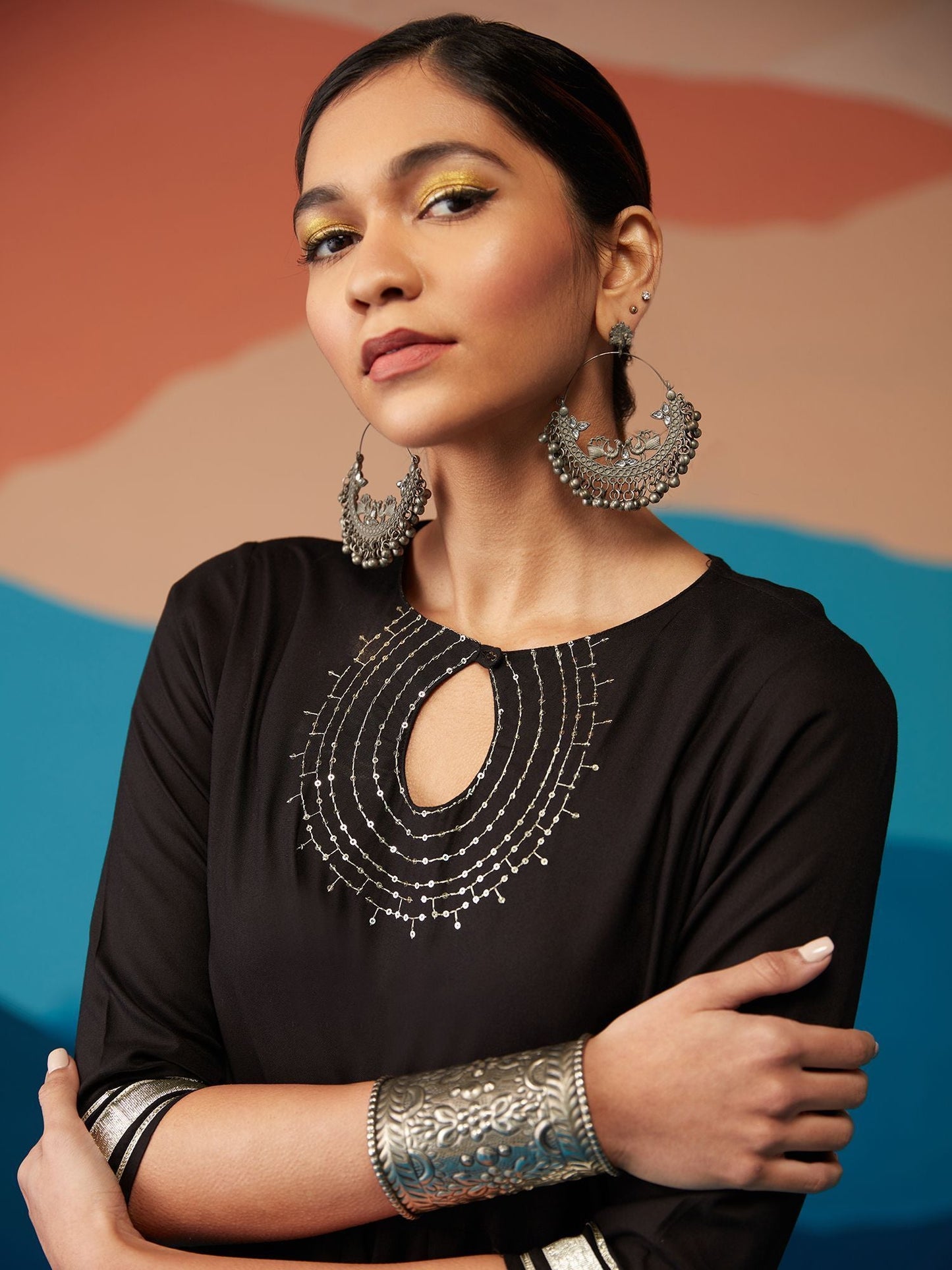 Likha Black Gotapatti Anarkali with Dupatta LIKSKD200 (Set of 3)