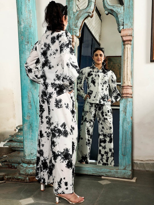 AKS Couture Printed Pure Cotton Shirt With Trousers Co-Ords