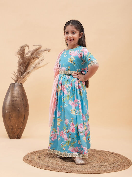 Vastramay Girls Printed Ready To Wear Lehenga & Blouse With Dupatta