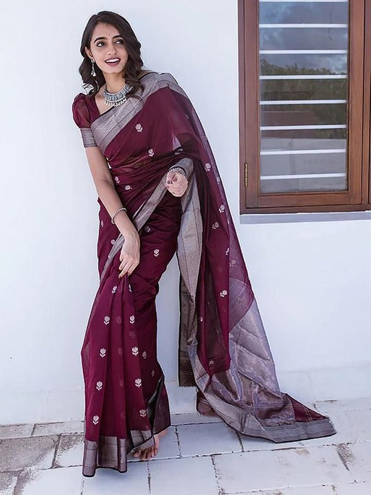 Anjaneya Sarees Ethnic Motifs Woven Design Chanderi Saree