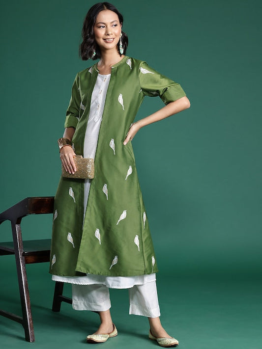 Sangria Striped Zari Kurta with Trousers with Shrug