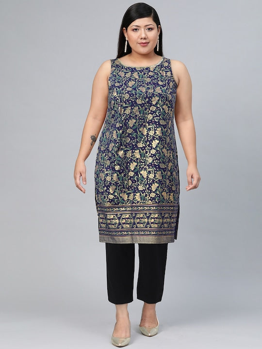 Aurelia Women Blue Floral Printed Kurta