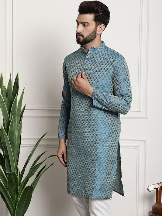 Sojanya Mandarin Collar Ethnic Motifs Zari Woven Design Kurta