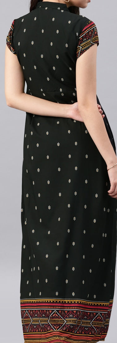 Vishudh Women Black Printed A-Line Kurta