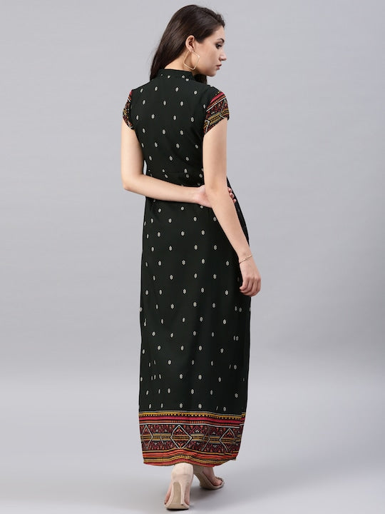 Vishudh Women Black Printed A-Line Kurta