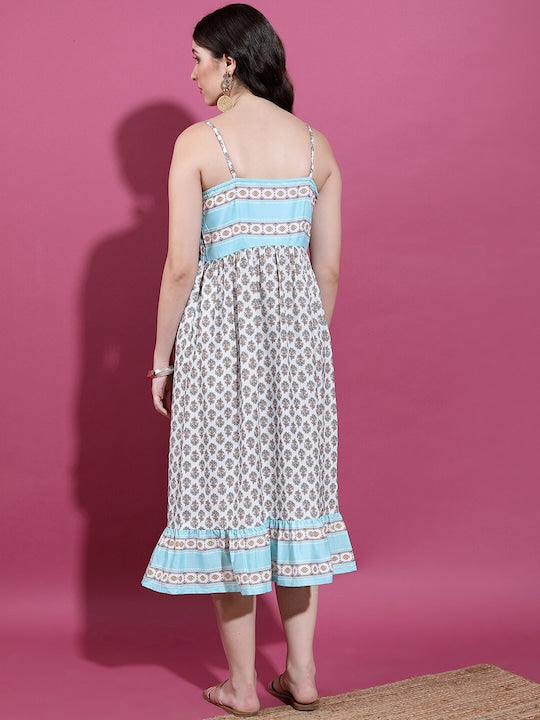 Vishudh Ethnic motifs Printed Empire Midi Dress