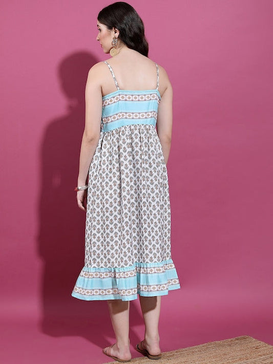 Vishudh Ethnic motifs Printed Empire Midi Dress
