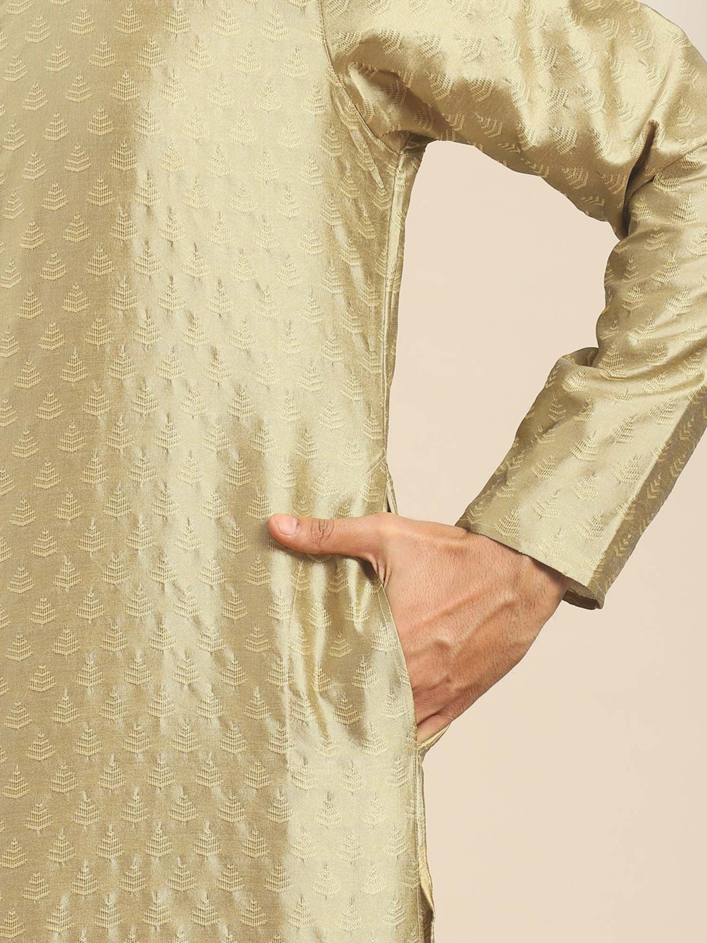 Amodh by Kisah Men Golden Kurta (Set of 2)