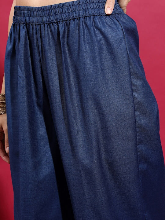 Vishudh Ethnic Motifs Printed Straight Kurta With Palazzos & Dupatta