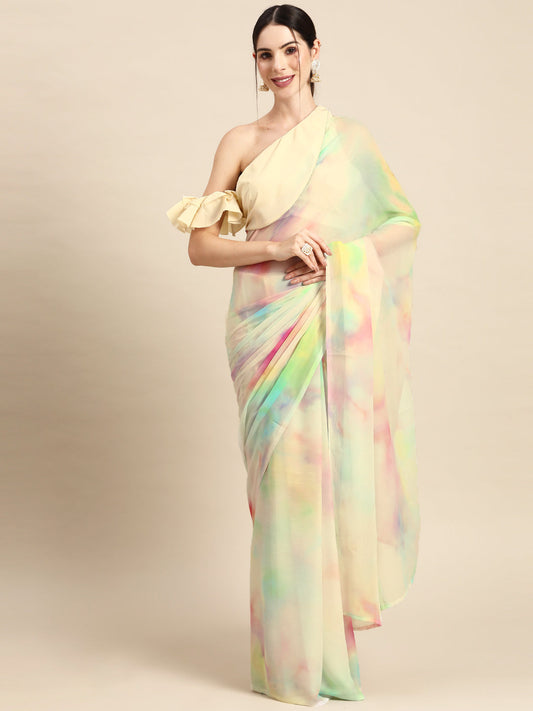 Ahalyaa Abstract Digital Printed Chiffon Saree