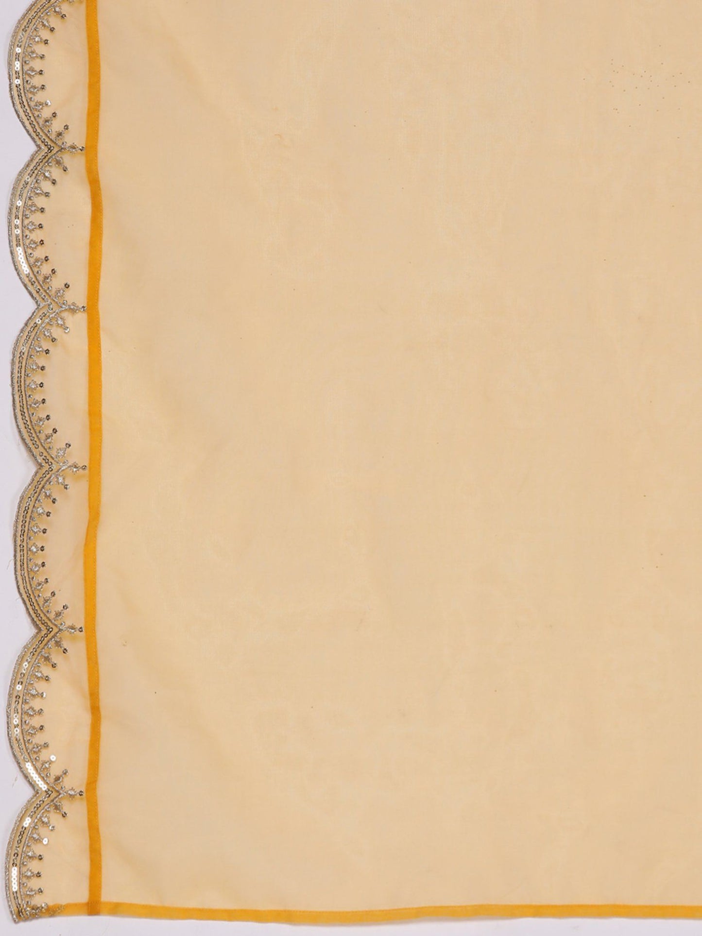 ISHIN Women's Mustard Floral Zari Work Silk Straight Kurta with Trousers & Dupatta (Set of 3)