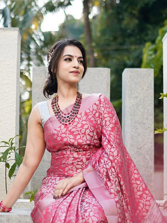 Anjaneya Sarees Floral Woven Design Zari Banarasi Saree