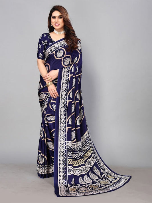 Fabmora Floral Printed Pure Crepe Saree