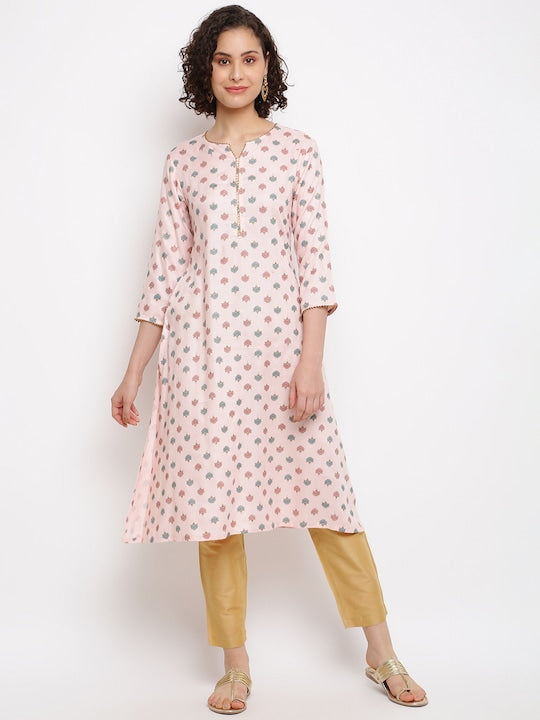 IMARA Floral Printed Gotta Patti Straight Kurta