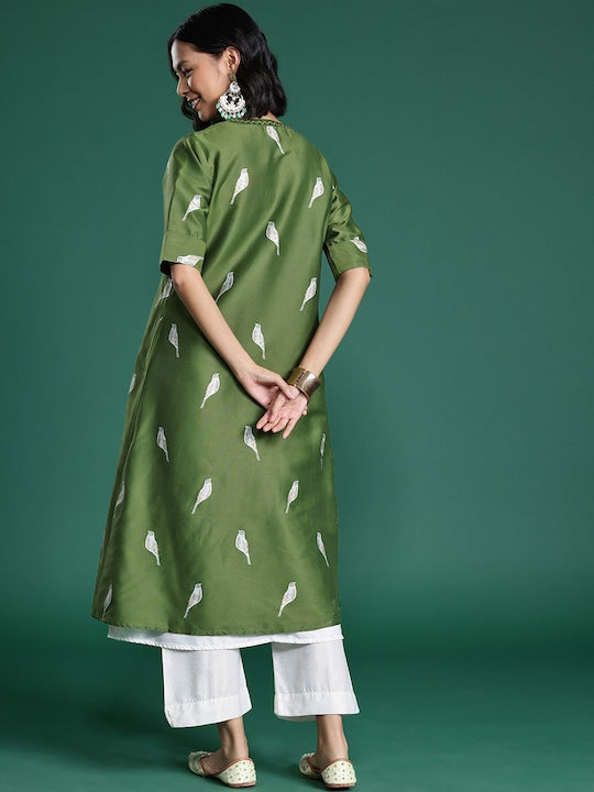 Sangria Striped Zari Kurta with Trousers with Shrug