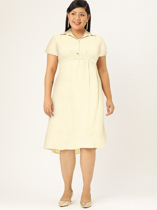 All about you Shirt Collar Solid Romance Ramble Lace stories A-Line Dress