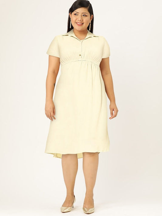 All about you Shirt Collar Solid Romance Ramble Lace stories A-Line Dress